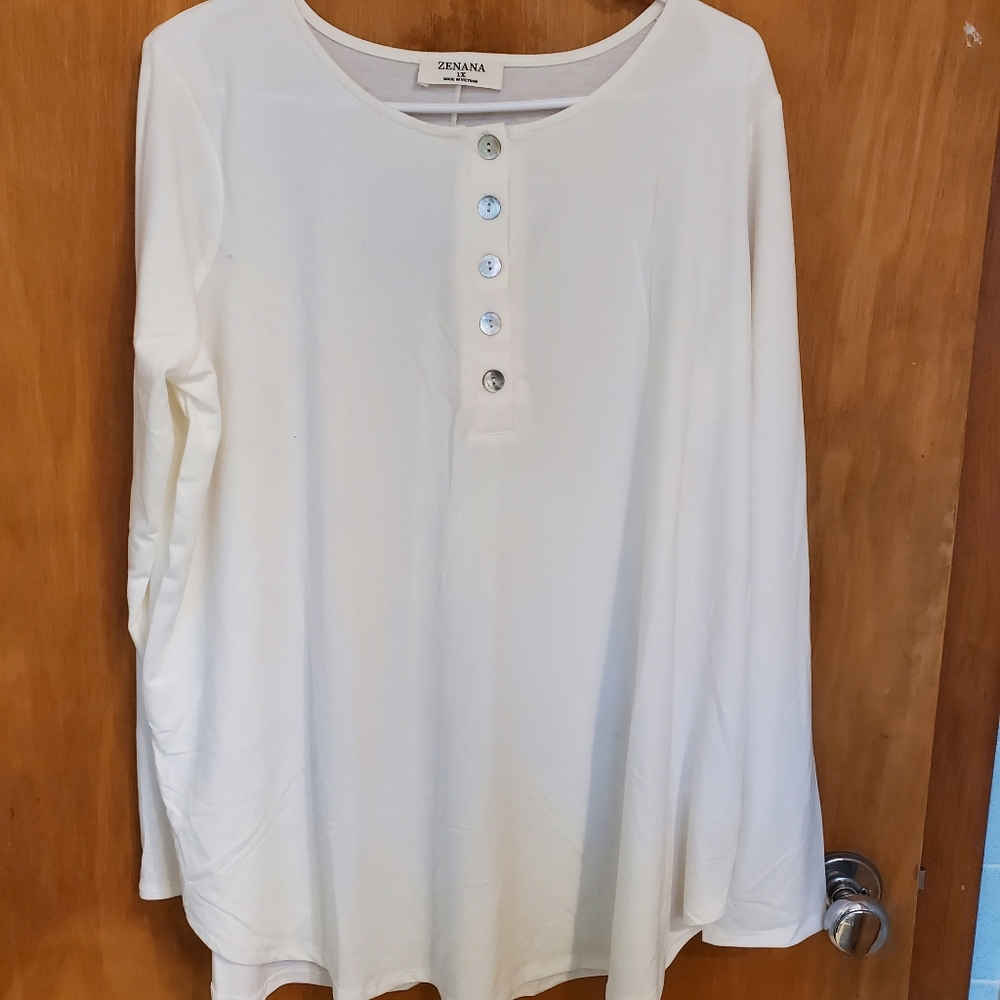 Zenana Basic Button Long Sleeve Top